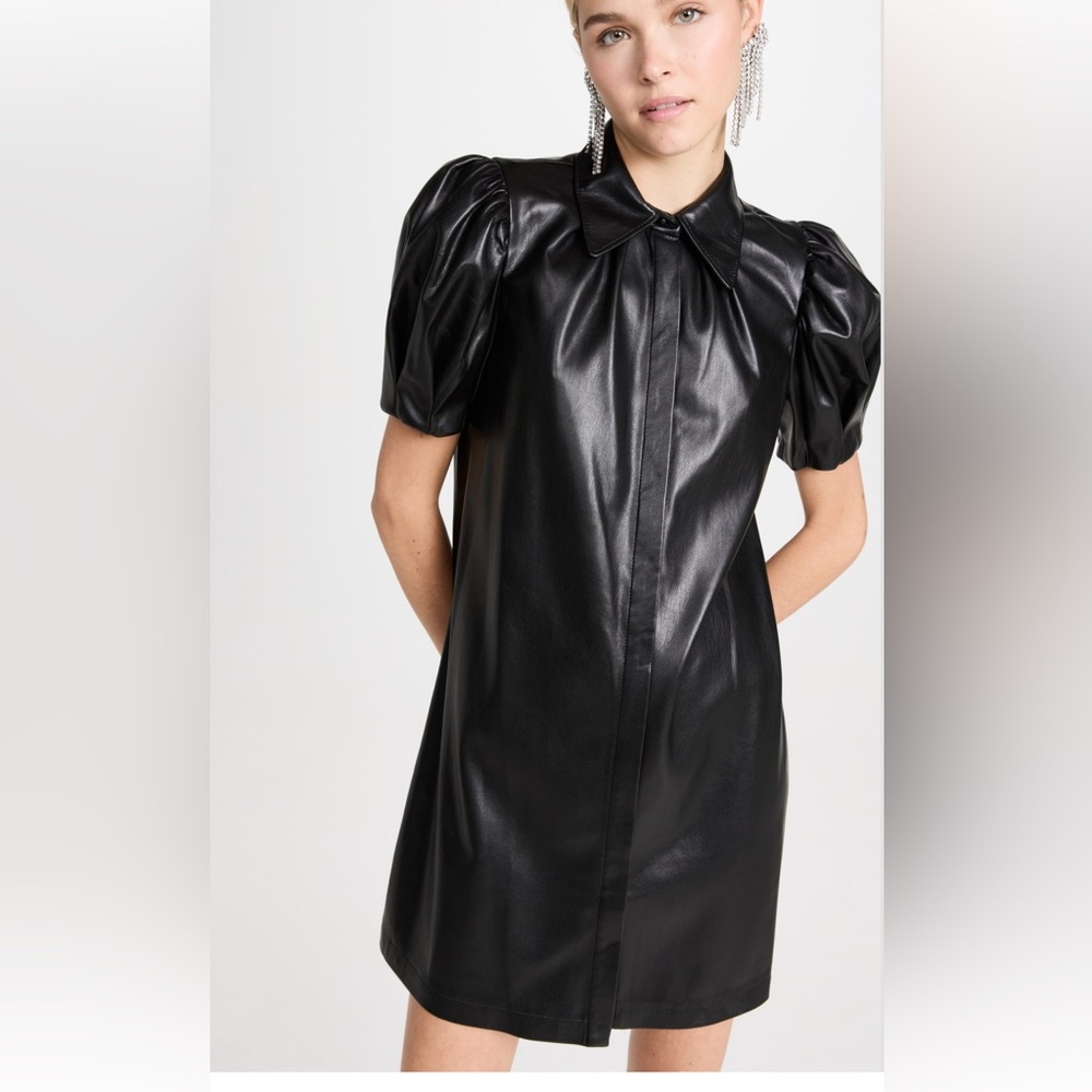 NWT Alice & Olivia Jem Vegan Leather Dress - Black Medium